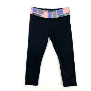 Ivivva Lululemon Girls Athletic Yoga Cropped Capri Leggings Reversible Black‎ 10